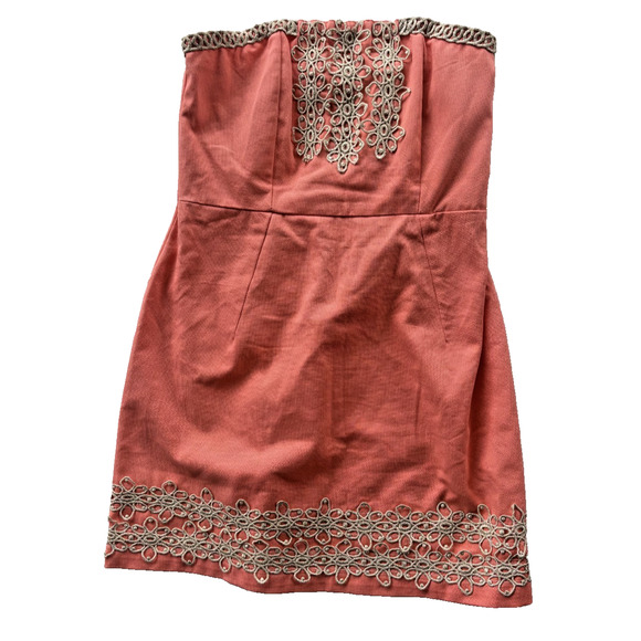 Mudpie Peach Strapless Dress Medium Cocktail Wedding Special Event - Picture 1 of 5